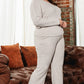 Parchment Plus Size Ribbed V Neck Pullover and Pants Set