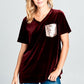 VELVET SEQUINCE POCKET BOXY TOP