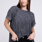 Ribbed Raglan Dolman Sleeve Boat-Neck Top