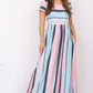 Plus Short Sleeve Stripe Maxi Dress