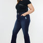 Plus High Rise Double WB Fray Hem Flare Jeans