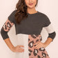 Plus Leopard Color Block Tunic