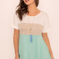 Plus Short Cuff Sleeve Color Block