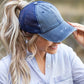 Distressed Messy Bun Hat Cap