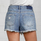 Frayed Hem Distressed Denim Shorts