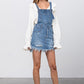 Frayed Denim Overalls Dress