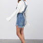 Frayed Denim Overalls Dress