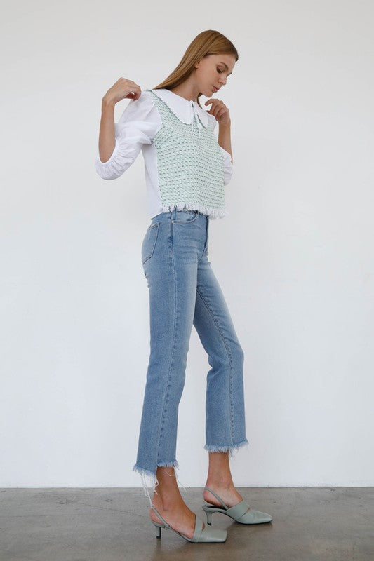 HIGH RISE CROP BOOT CUT JEANS