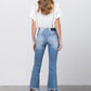 Stretch Mid Rise Crop Flare Jeans