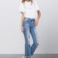 Stretch Mid Rise Crop Flare Jeans