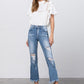 Stretch Mid Rise Crop Flare Jeans