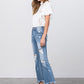 Stretch Mid Rise Crop Flare Jeans