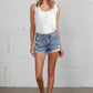 Frayed Hem Distressed Denim Shorts