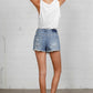 Frayed Hem Distressed Denim Shorts