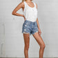 Frayed Hem Distressed Denim Shorts