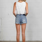 Frayed Hem Distressed Denim Shorts