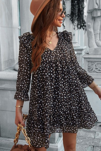 Long sleeve animal print dress