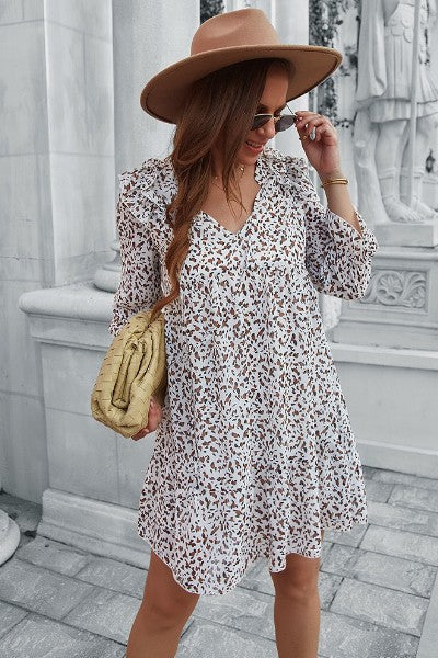 Long sleeve animal print dress