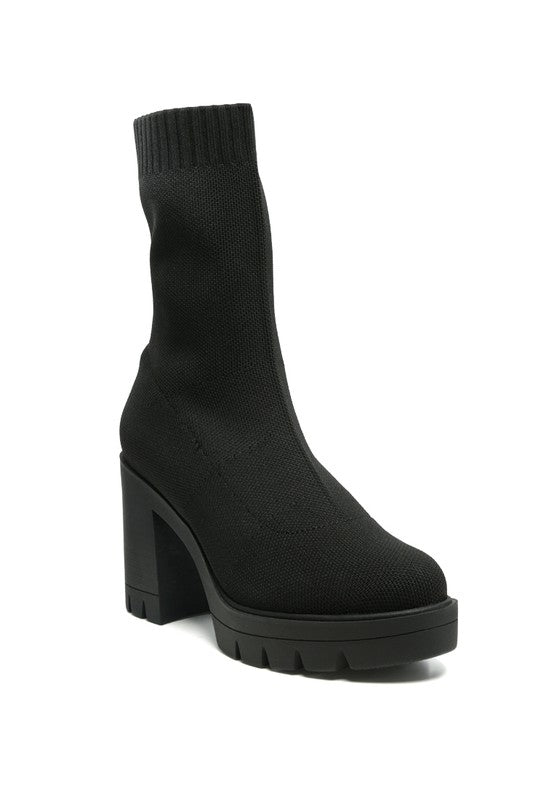 Knitted Block Heel Boots