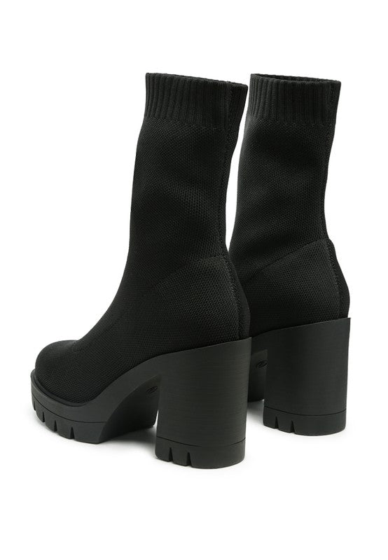 Knitted Block Heel Boots