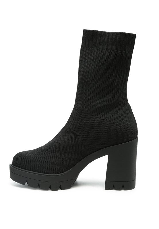 Knitted Block Heel Boots