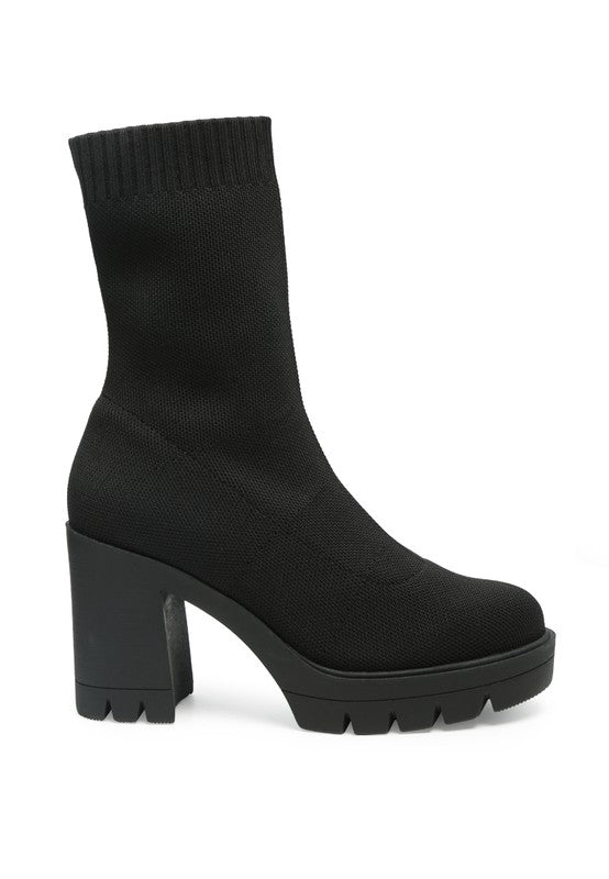 Knitted Block Heel Boots