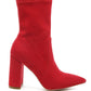 Pointed Toe Leather Block Heel Boots