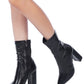 Pointed Toe Leather Block Heel Boots