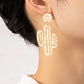 Hammered thin metal openwork cactus drop earrings