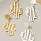 Hammered thin metal openwork cactus drop earrings