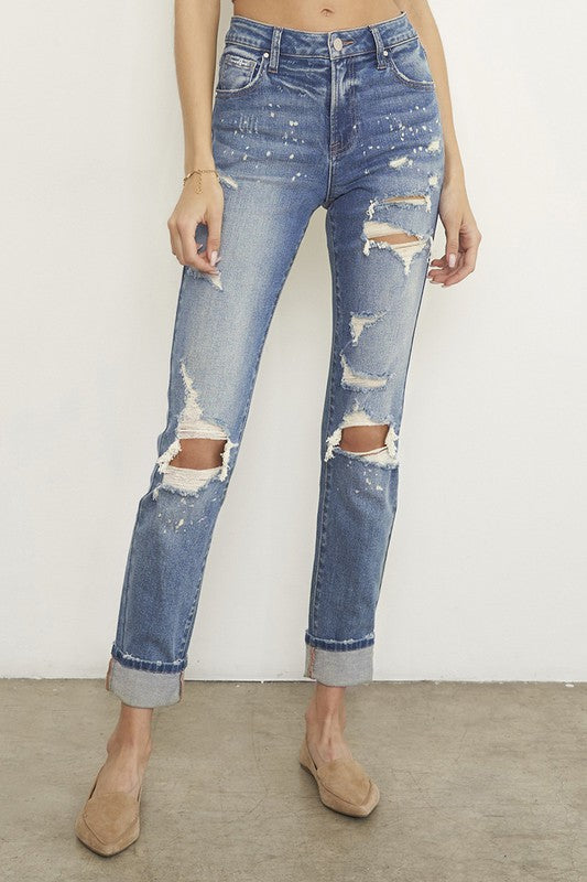 Destroyed Front Girlfriend Jeans