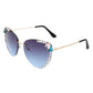 Rimless Rhinestone Fashion Cat Eye Sunglasses