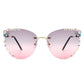 Rimless Rhinestone Fashion Cat Eye Sunglasses