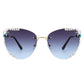 Rimless Rhinestone Fashion Cat Eye Sunglasses