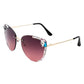 Rimless Rhinestone Fashion Cat Eye Sunglasses