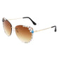 Rimless Rhinestone Fashion Cat Eye Sunglasses