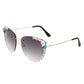 Rimless Rhinestone Fashion Cat Eye Sunglasses