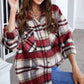 Geometric Plaid Print Pocketed Shirt for women