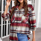 Geometric Plaid Print Pocketed Shirt for women