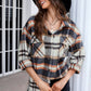 Geometric Plaid Print Pocketed Shirt for women