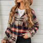 Geometric Plaid Print Pocketed Shirt for women