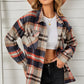 Geometric Plaid Print Pocketed Shirt for women