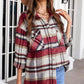 Geometric Plaid Print Pocketed Shirt for women