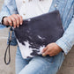 Faux Fur Cow Animal Print Clutch