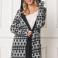 Long Tribal Print Hooded Cardigan