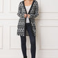 Long Tribal Print Hooded Cardigan