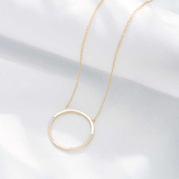 Cubic Zirconia Open Circle Pendant Necklace