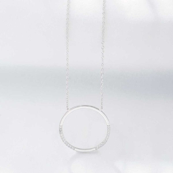 Cubic Zirconia Open Circle Pendant Necklace