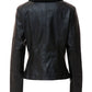 Women's Casual Stand Collar Leather Jacket with Detachable Hood