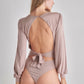 Romantic V-Neck Balloon Sleeve Tie-Back Bodysuit